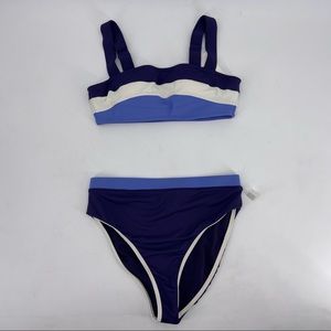 Jessica Simpson Purple High waist Ribbed Bikini Swimsuit Two Piece Straps